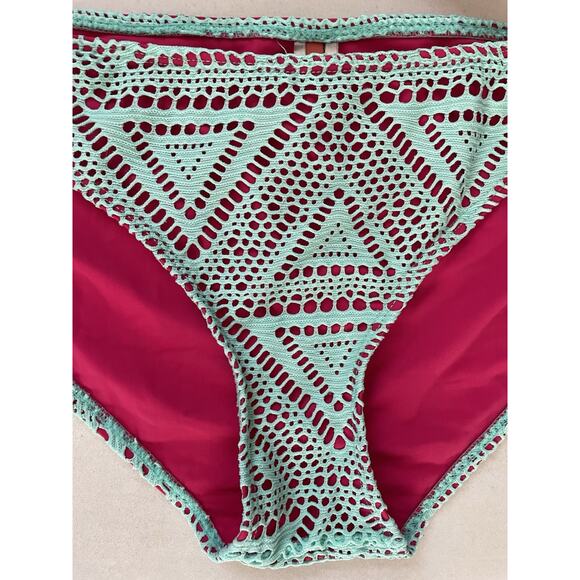 Apollo Swim Bikini Swimsuit Color Block Mesh Plunge Swimwear - Picture 4 of 11